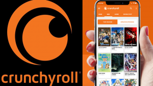 A featured image showcasing the Crunchyroll logo alongside a hand holding a phone with the Crunchyroll app opened, illustrating seamless access to anime content on mobile devices.