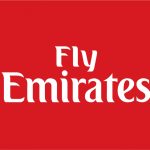 It's the fly emirates logo in a red Background