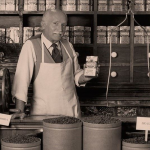 Mr. Marcilla showing his coffe on his establishment in 1907